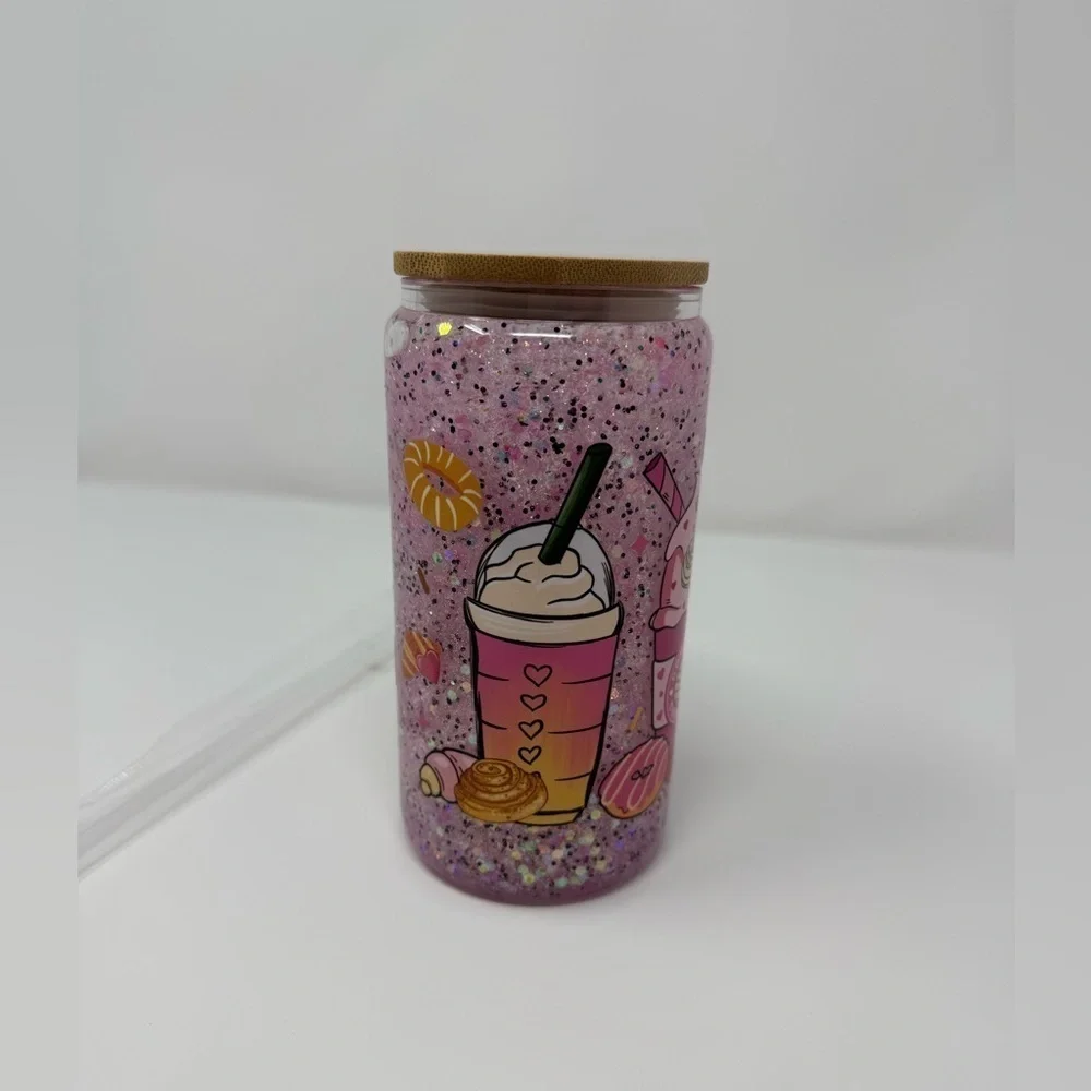 16 OZ Snowglobe Decal Glitter Cup